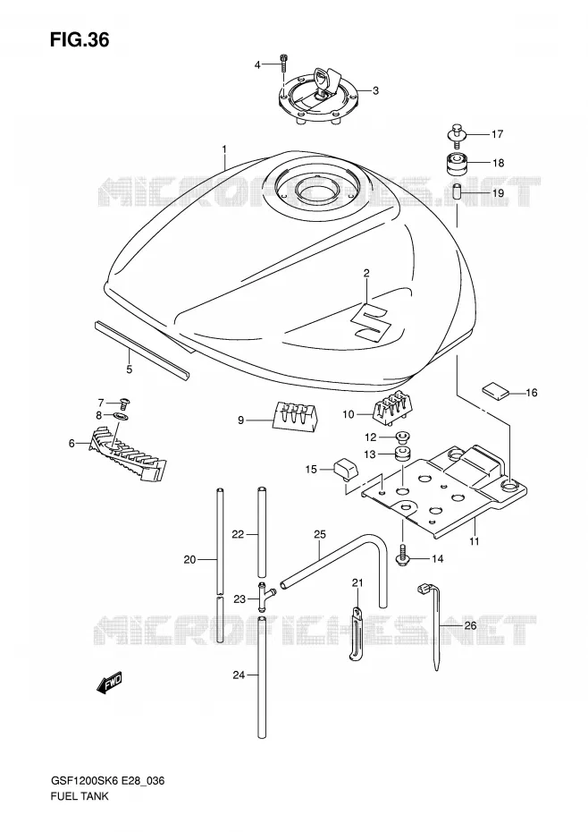 RESERVOIR D'ESSENCE Suzuki MOTO 1200 BANDIT 2006  GSF1200SAK6(E28)