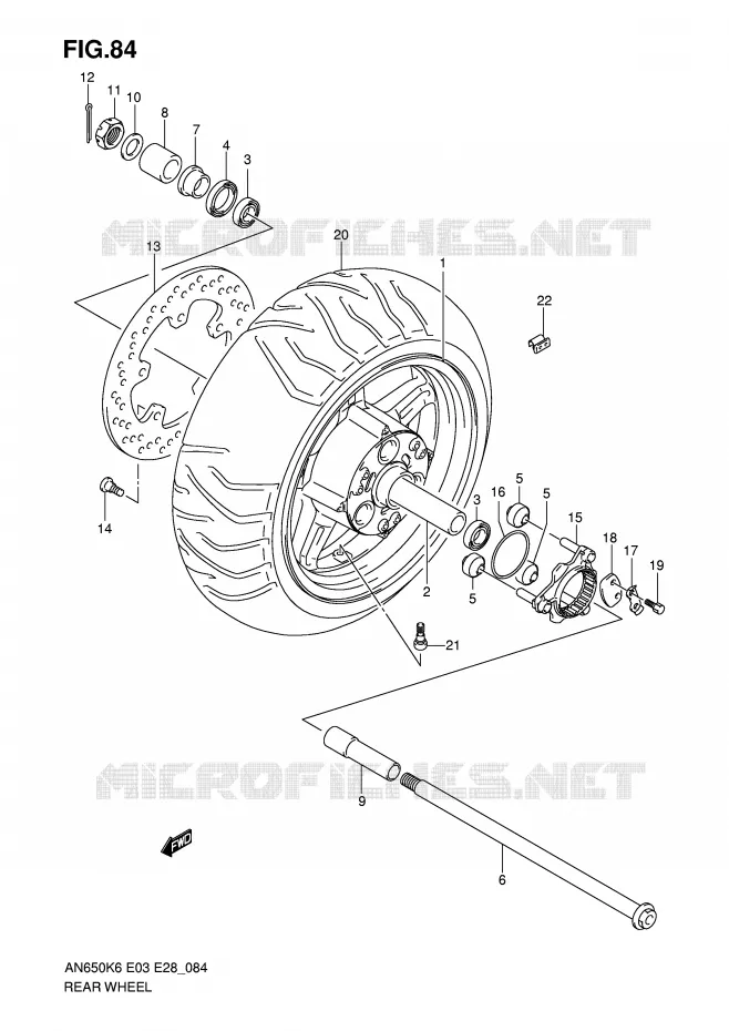 ROUE ARRIERE (AN650K6) Suzuki SCOOTER 650 BURGMAN 2007  AN650K7(E3/E28)