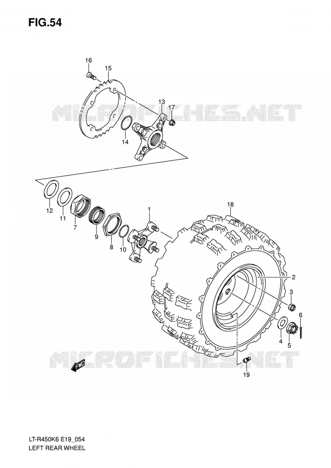 ROUE ARRIERE GAUCHE (MODEL K6/K7) Suzuki QUAD 450 QUADRACER 2008  LT-R450K8(E19)