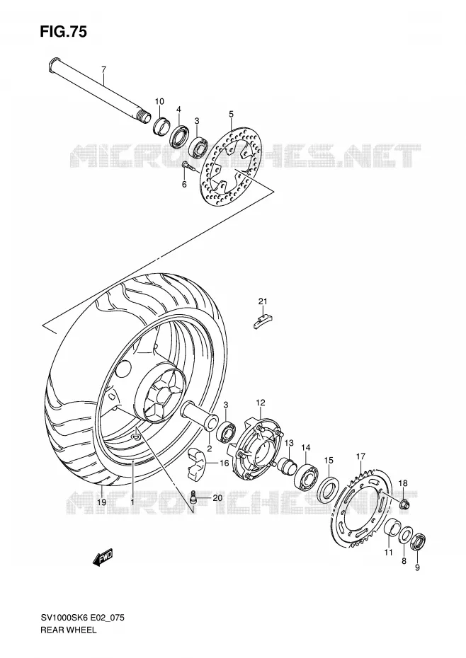 ROUE ARRIERE Suzuki MOTO 1000 SV 2006  SV1000S2K6(E2)