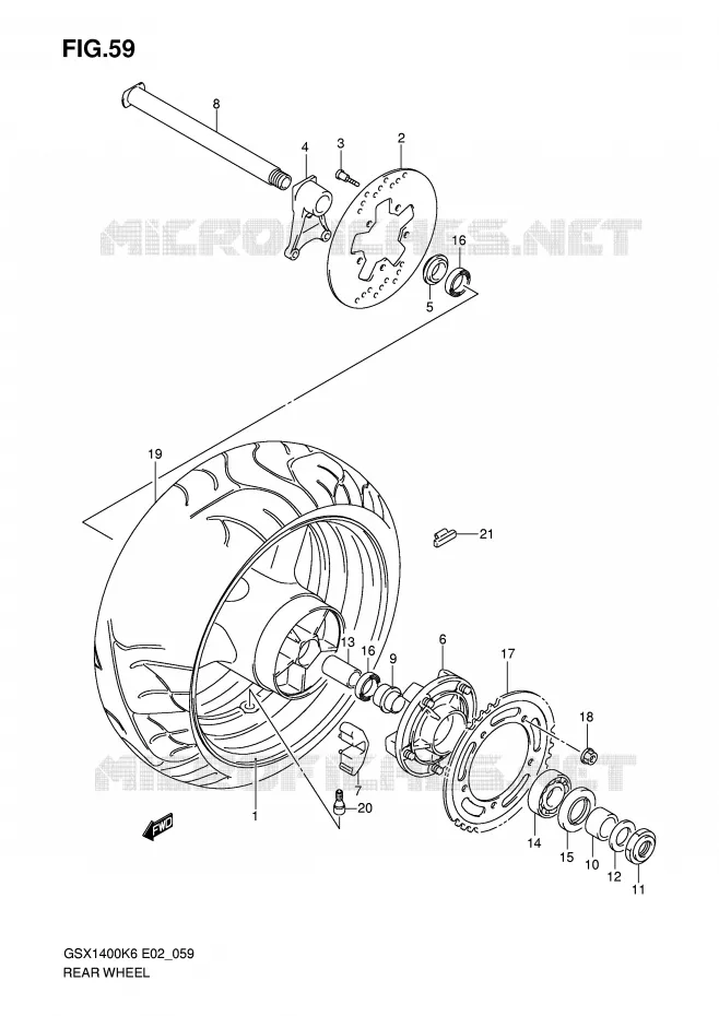 ROUE ARRIERE Suzuki MOTO 1400 GSX 2006  GSX1400K6(E2)