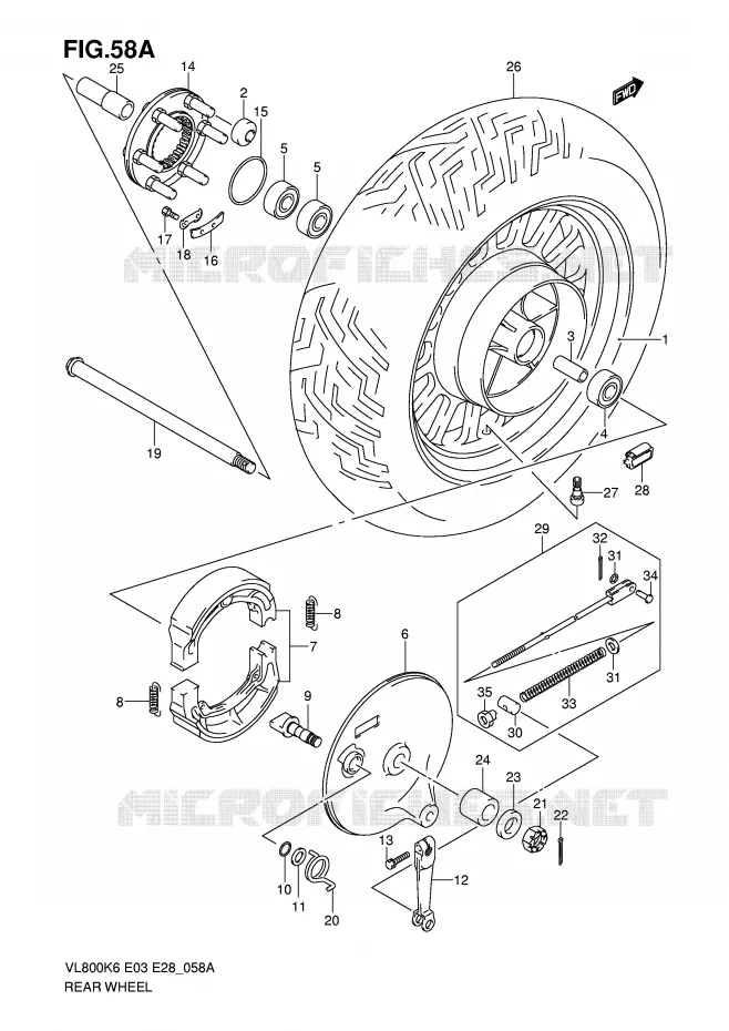 ROUE ARRIERE (VL800CK6/CK7/CK8/CK9/CL0) Suzuki MOTO 800 VOLUSIA 2009  VL800CK9(E3/E28)