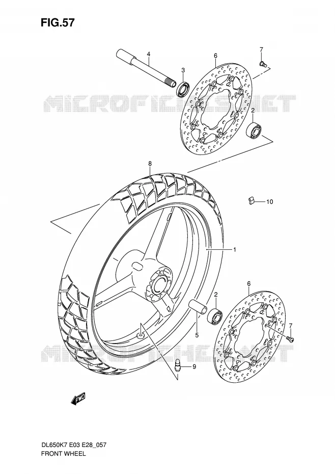 ROUE AVANT (DL650K7/K8/K9/L0) Suzuki MOTO 650 V-STROM 2009  DL650K9(E3/E28)