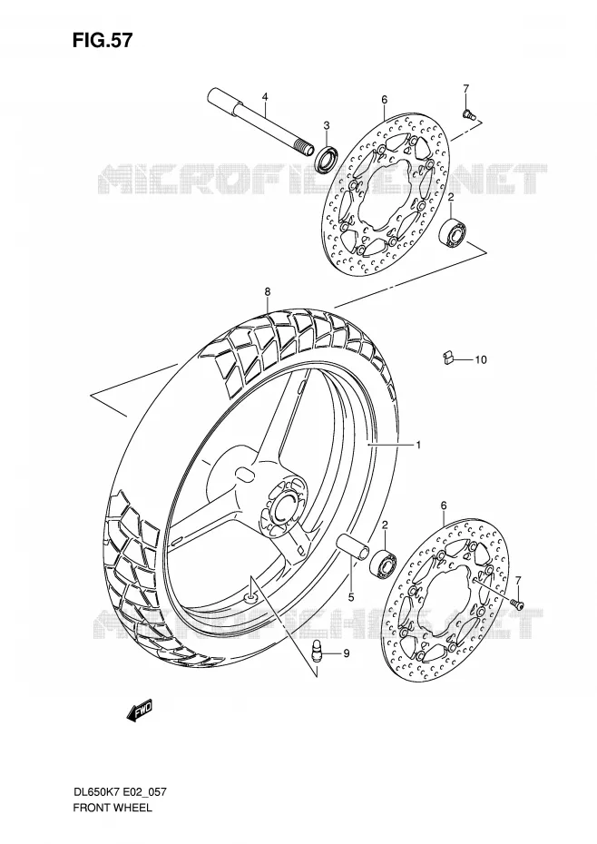 ROUE AVANT (DL650K7/K8/K9/L0/UEL0) Suzuki MOTO 650 V-STROM 2009  DL650AK9(E2)