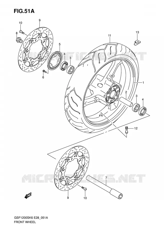 ROUE AVANT (GSF1200SAK6) Suzuki MOTO 1200 BANDIT 2006  GSF1200SAK6(E28)