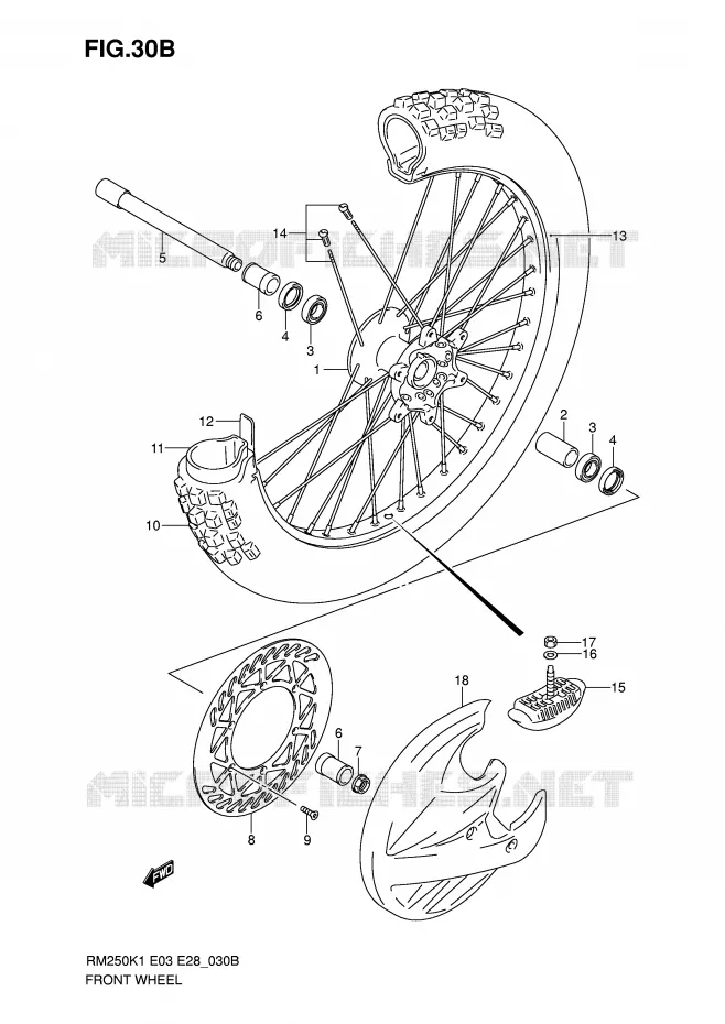 ROUE AVANT (RM250ZK6) Suzuki MOTO 250 RM 2003  RM250K3(E3/E28)