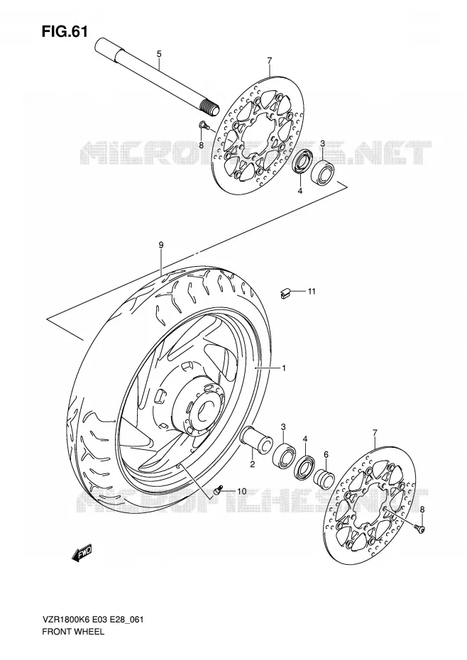 ROUE AVANT Suzuki MOTO 1800 INTRUDER 2008  VZR1800K8(E3/E28)