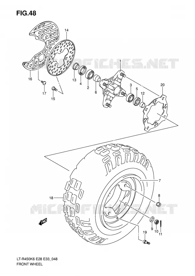 ROUE AVANT Suzuki QUAD 450 QUADRACER 2010  LT-R450L0(E28/E33)