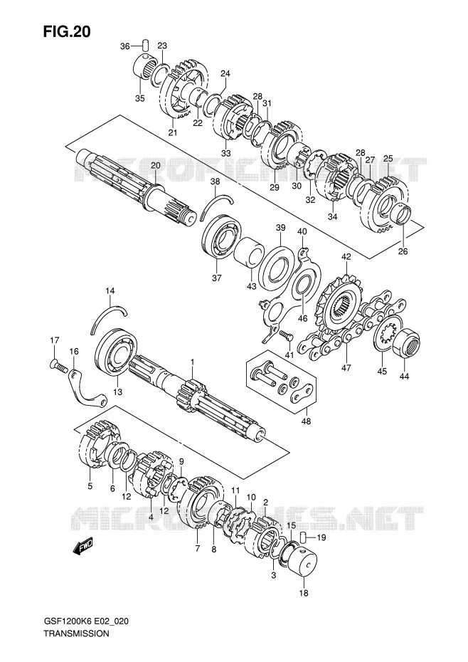 TRANSMISSION Suzuki MOTO 1200 BANDIT 2006  GSF1200K6(E2)