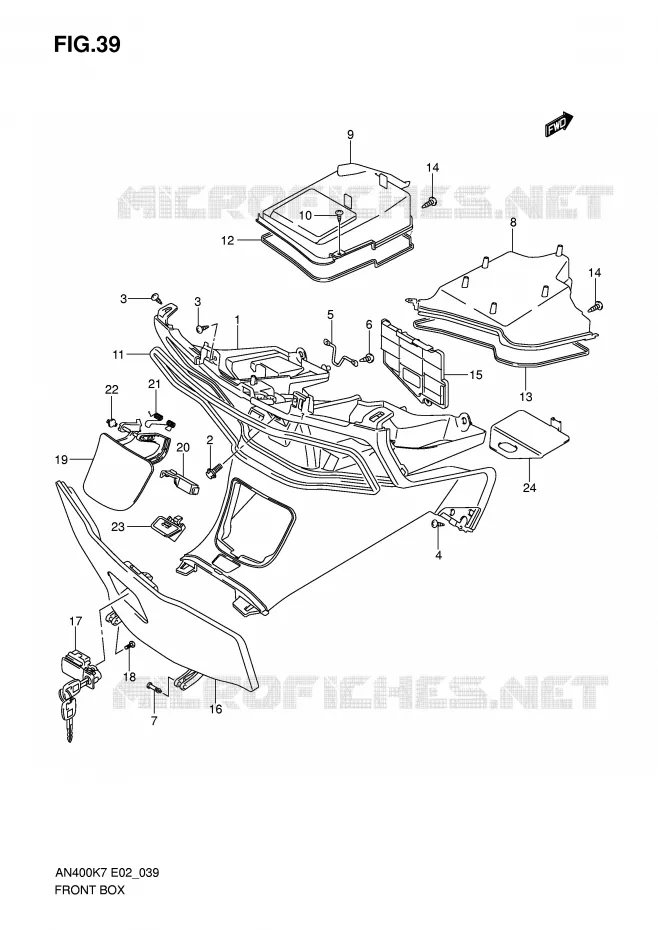 VIDE POCHE Suzuki SCOOTER 400 BURGMAN 2008  AN400K8(E2)