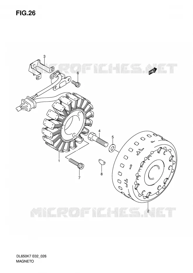 ALLUMAGE ROTOR - STATOR (MODEL K7) Suzuki MOTO 650 V-STROM 2010  DL650UEL0(E2)