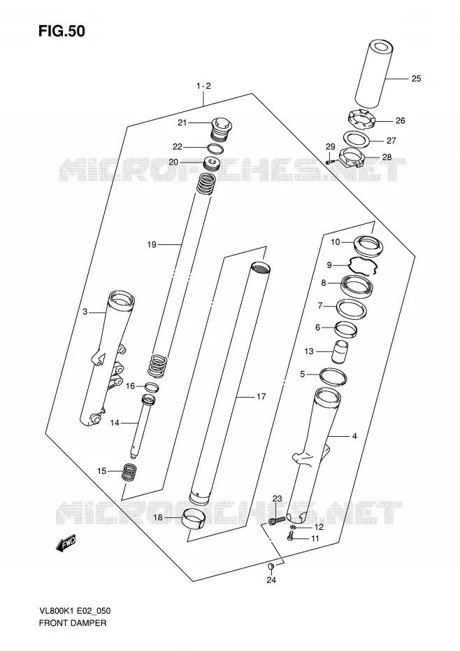 AMORTISSEUR AVANT (MODELE K/K2/K3/K4) Suzuki MOTO 800 VOLUSIA 2003  VL800ZK3(E2)