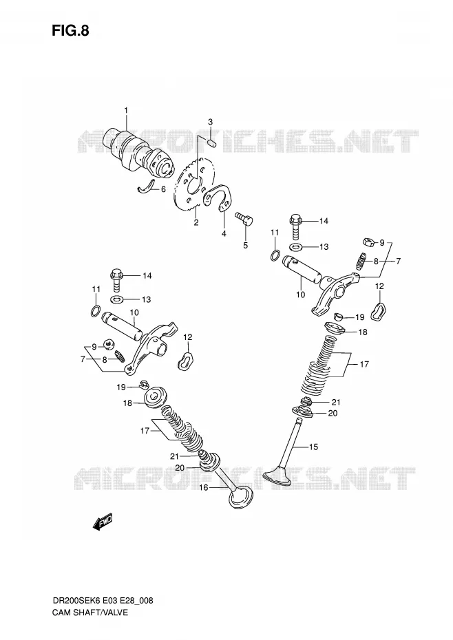 ARBRE A CAMES - SOUPAPES Suzuki MOTO 200 DR 2009  DR200SEK9(E3/E28)