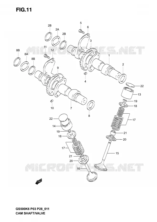 ARBRE A CAMES - SOUPAPES Suzuki MOTO 500 GS-E 2004  GS500K4(P3)