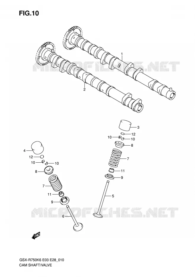 ARBRE A CAMES - SOUPAPES Suzuki MOTO 750 GSX-R 2006  GSX-R750K6(E3/E28)
