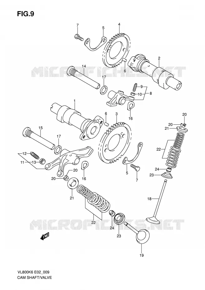 ARBRE A CAMES - SOUPAPES Suzuki MOTO 800 VOLUSIA 2010  VL800CL0(E2)