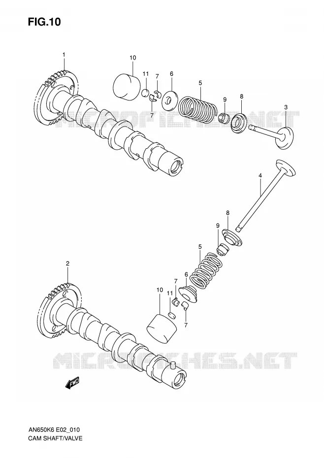 ARBRE A CAMES - SOUPAPES Suzuki SCOOTER 650 BURGMAN 2007  AN650AK7(E2)