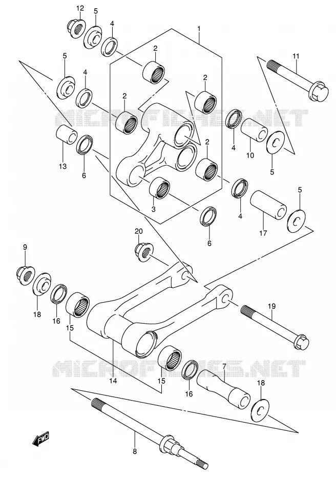 BIELLETTE DE SUSPENSION ARRIERE Suzuki MOTO 450 RM-Z 2007  RM-Z450ZK7(E3/E28)