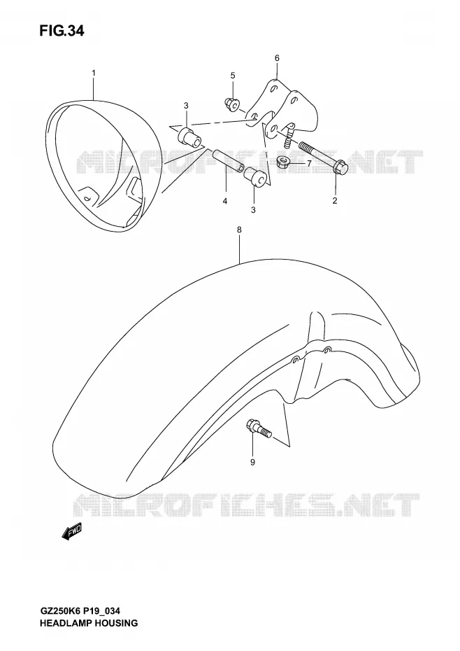 BOL DE PHARE Suzuki MOTO 250 MARAUDER 2006  GZ250K6(P19)
