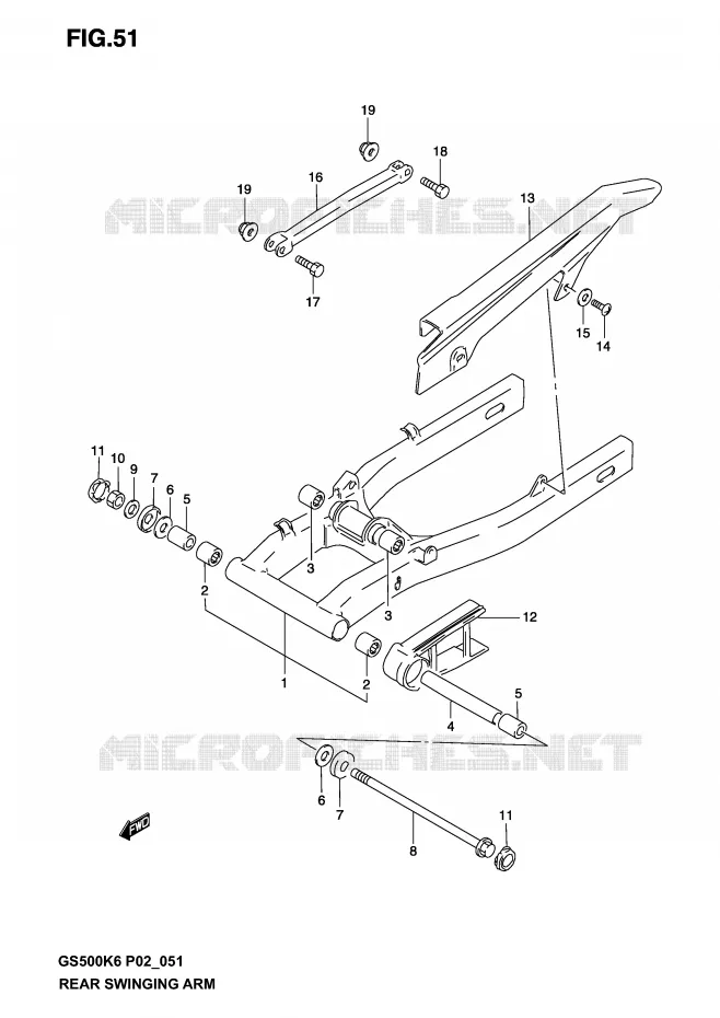 BRAS OSCILLANT ARRIERE (MODELE K3) Suzuki MOTO 500 GS-F 2005  GS500FK5(P19)