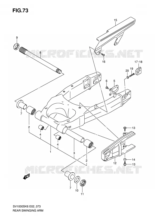 BRAS OSCILLANT ARRIERE Suzuki MOTO 1000 SV 2006  SV1000K6(E2)