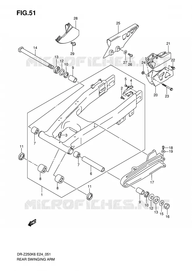 BRAS OSCILLANT ARRIERE Suzuki MOTO 250 DR-Z 2006  DR-Z250K6(E24)