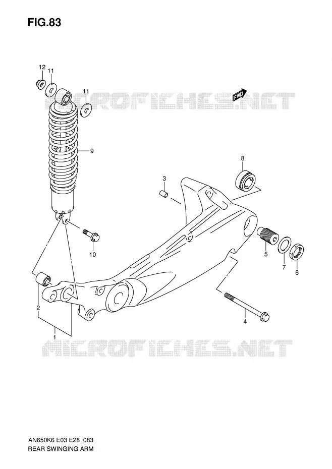 BRAS OSCILLANT ARRIERE Suzuki SCOOTER 650 BURGMAN 2009  AN650K9(E3/E28)