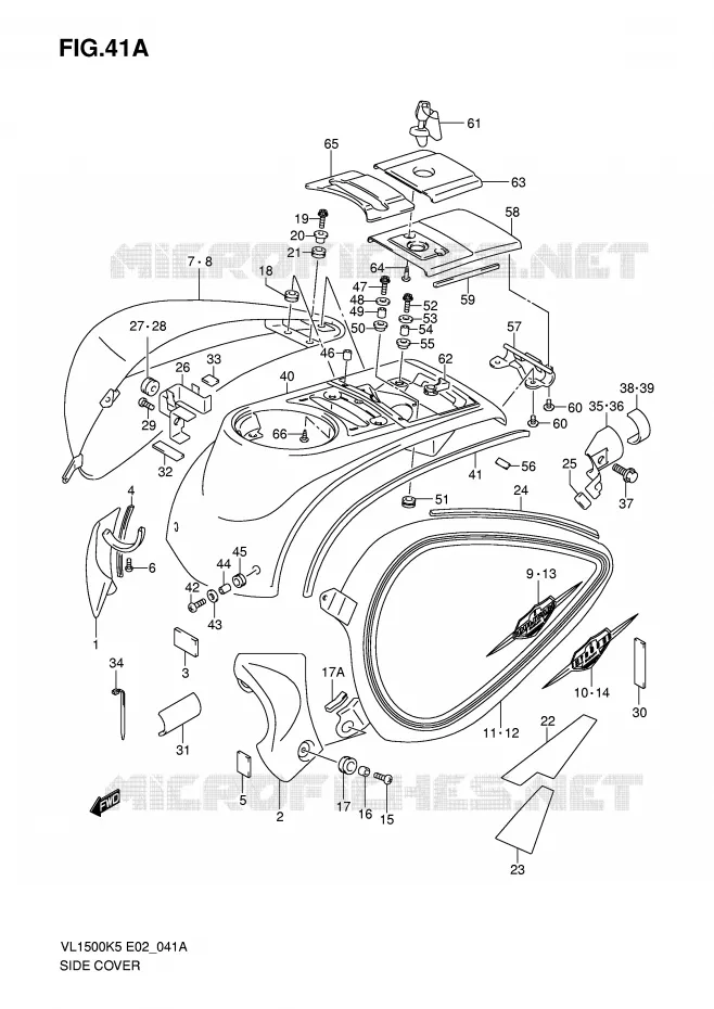 CARENAGES ARRIERE (MODEL K6/K7) Suzuki MOTO 1500 INTRUDER 2008  VL1500K8(E2)