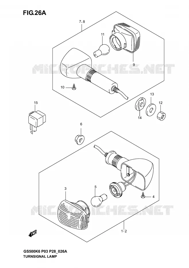 CLIGNOTANTS (GS500K4/K5/K6 P28) Suzuki MOTO 500 GS-F 2006  GS500FK6(P3)