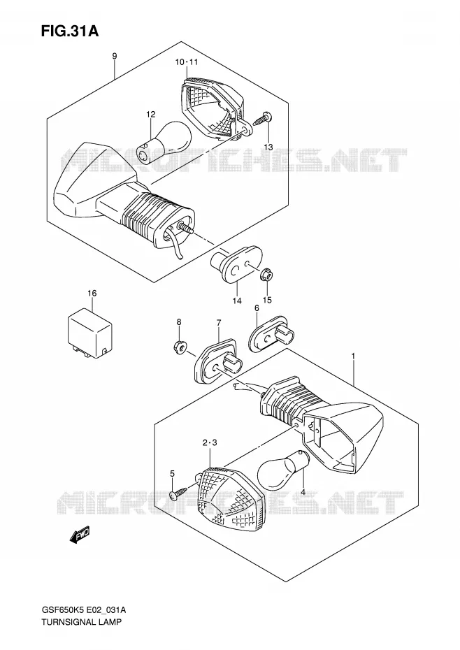 CLIGNOTANTS (MODELE K6) Suzuki MOTO 650 BANDIT 2005  GSF650K5(E2)