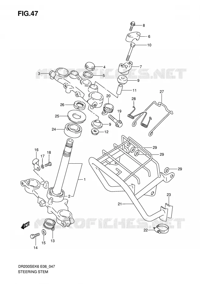 COLONNE DE DIRECTION Suzuki MOTO 200 DR 2008  DR200SEK8(E6)