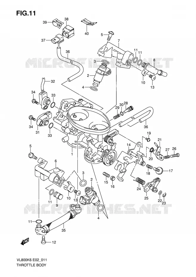 CORPS DE PAPILLON (MODEL K6/K7/K8) Suzuki MOTO 800 VOLUSIA 2008  VL800CK8(E2)