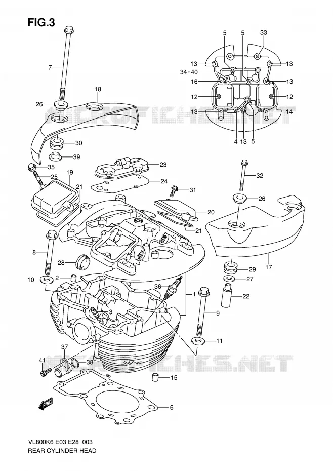 CULASSE ARRIERE (MODEL K6/K7/K8) Suzuki MOTO 800 VOLUSIA 2007  VL800K7(E3/E28)
