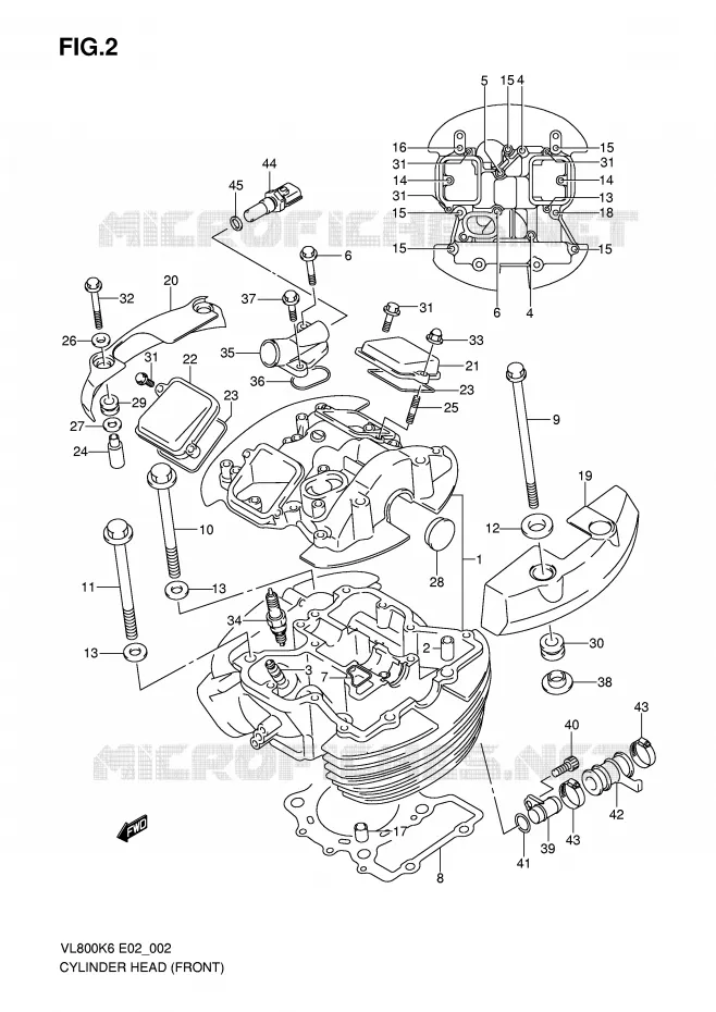 CULASSE AVANT (MODEL K6/K7/K8) Suzuki MOTO 800 VOLUSIA 2008  VL800K8(E2)