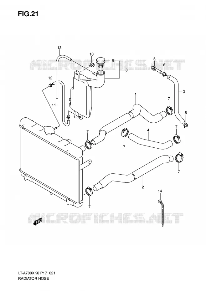 DURITE DE RADIATEUR Suzuki QUAD 700 KINGQUAD 2006  LT-A700XK6(P17)