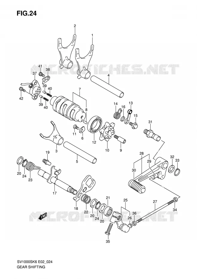 ENSEMBLE DE SELECTION DE VITESSES Suzuki MOTO 1000 SV 2006  SV1000S2K6(E2)
