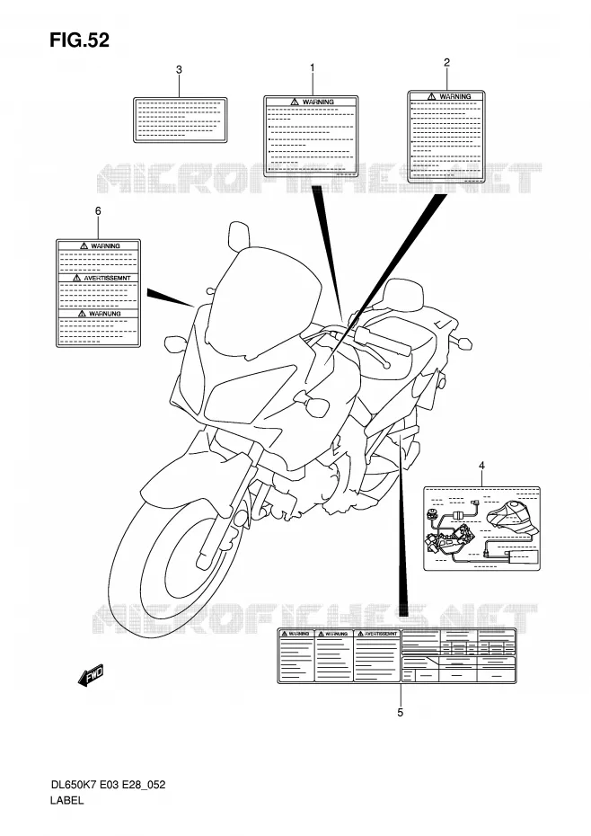 ETIQUETTE (MODEL K7) Suzuki MOTO 650 V-STROM 2009  DL650K9(E3/E28)