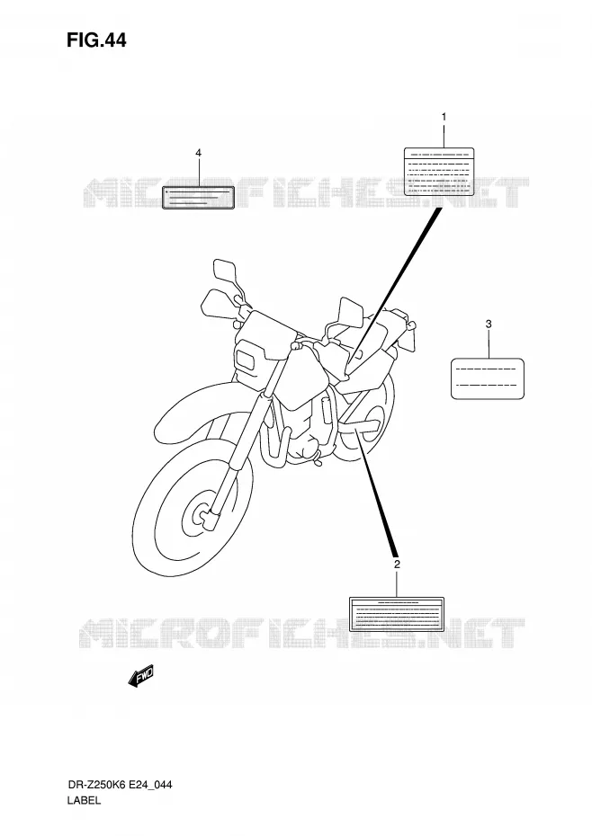 ETIQUETTE Suzuki MOTO 400 DR-Z 2009  DR-Z250K9(E24)