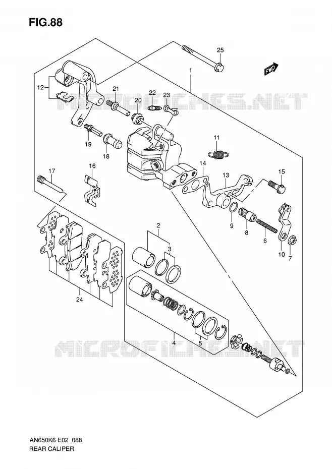 ETRIER DE FREIN ARRIERE (MODEL K6/K7/K8) Suzuki SCOOTER 650 BURGMAN 2009  AN650AK9(E2)
