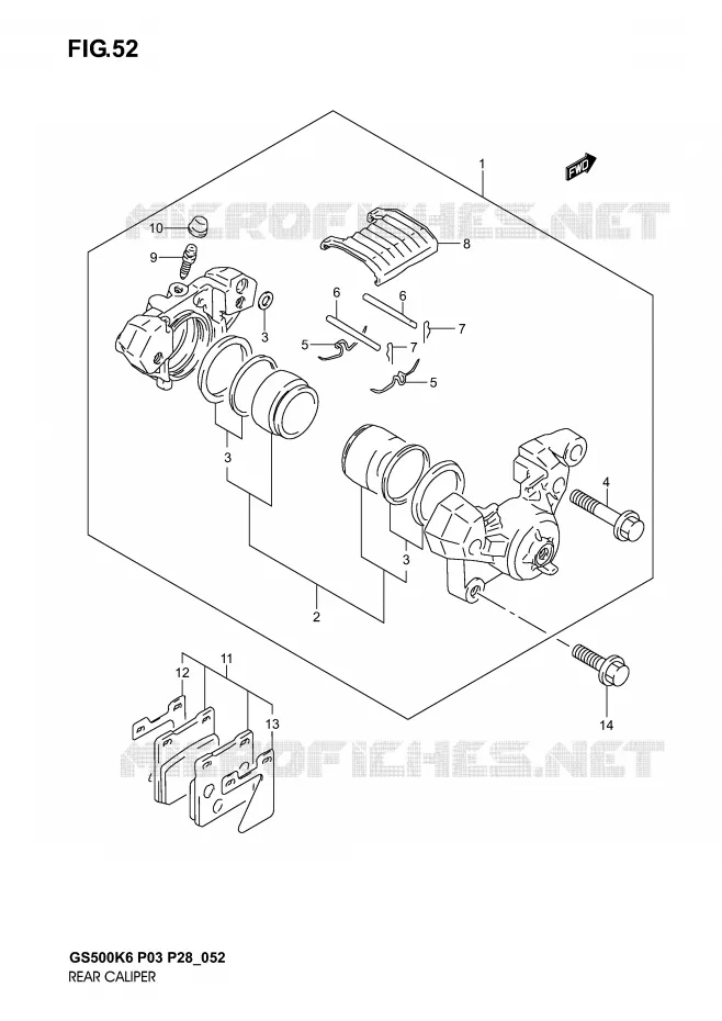 ETRIER DE FREIN ARRIERE (MODELE K3) Suzuki MOTO 500 GS-F 2005  GS500FK5(P3)