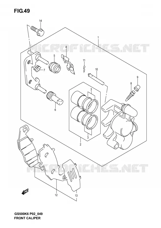 ETRIER DE FREIN AVANT (MODELE K3) Suzuki MOTO 500 GS-F 2006  GS500FUK6(P19)