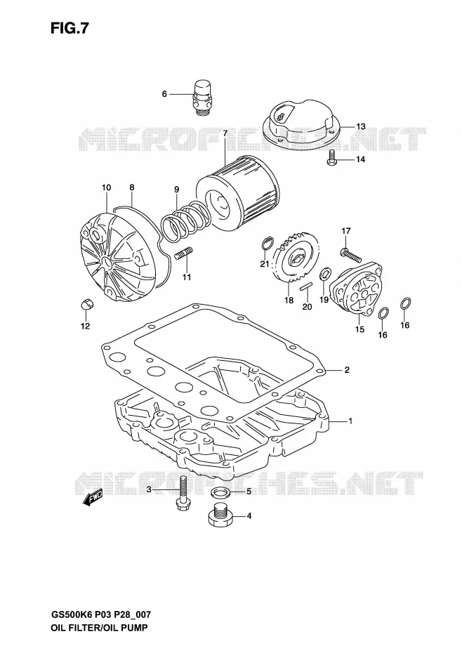 FILTRE A HUILE - POMPE A HUILE Suzuki MOTO 500 GS-F 2005  GS500FK5(P3)