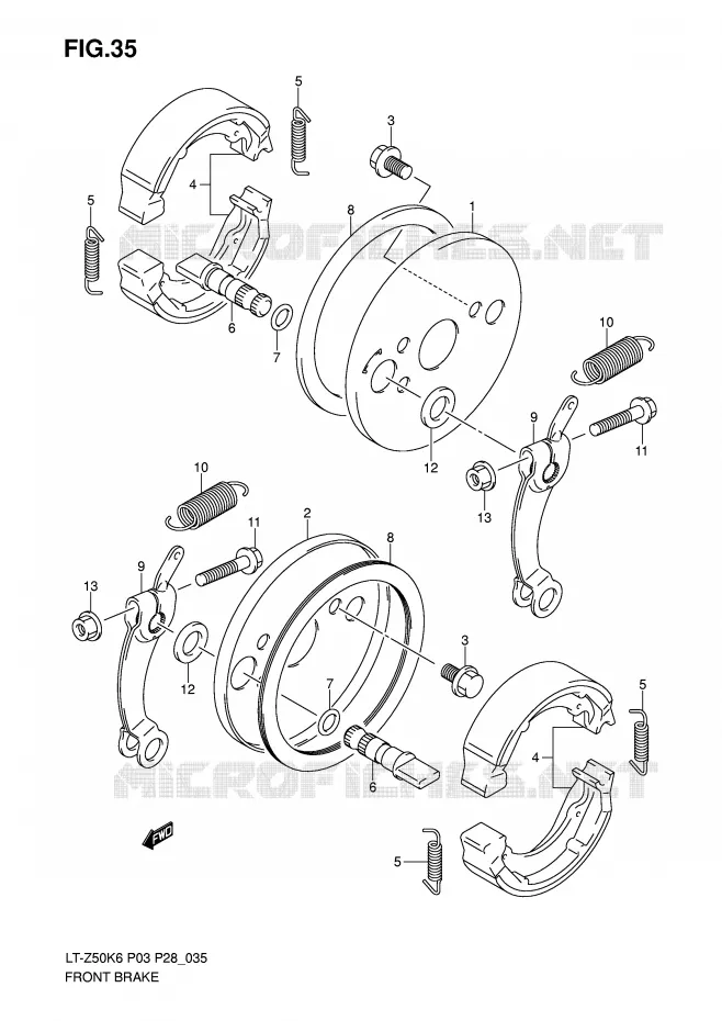 FREIN AVANT Suzuki QUAD 50 QUADSPORT 2009  LT-Z50ZK9(P3/P28)