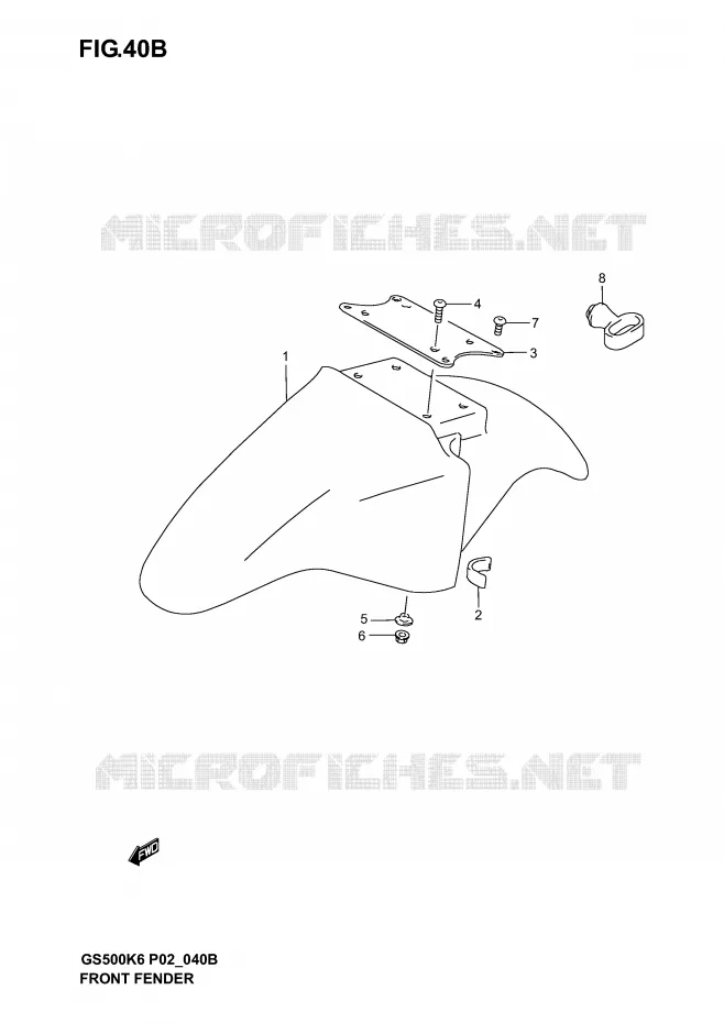 GARDE BOUE AVANT (MODELE K5) Suzuki MOTO 500 GS-E 2006  GS500K6(P19)
