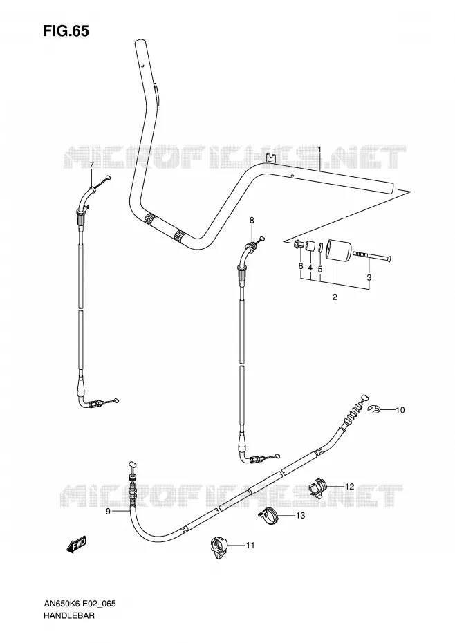 GUIDON (MODEL K6/K7/K8) Suzuki SCOOTER 650 BURGMAN 2010  AN650L0(E2)