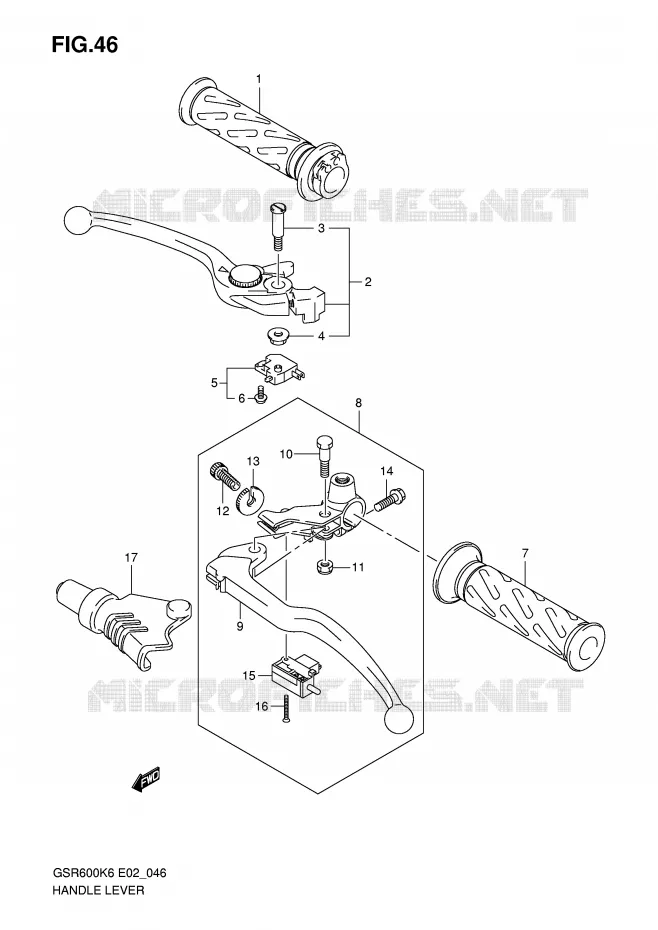 LEVIERS - POIGNEES (MODEL K6/K7/K8/K9) Suzuki MOTO 600 GSR 2010  GSR600UAL0(E2)