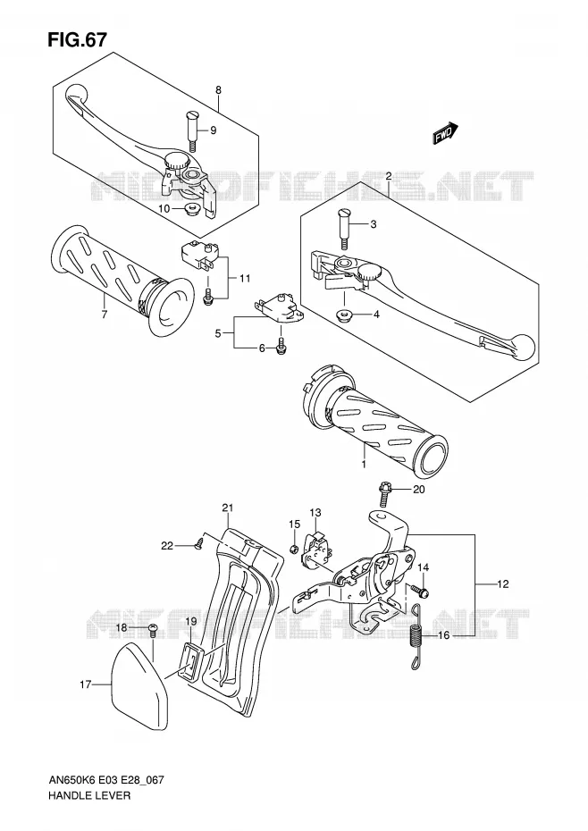 LEVIERS - POIGNEES (MODEL K6/K7/K8) Suzuki SCOOTER 650 BURGMAN 2010  AN650L0(E3/E28)