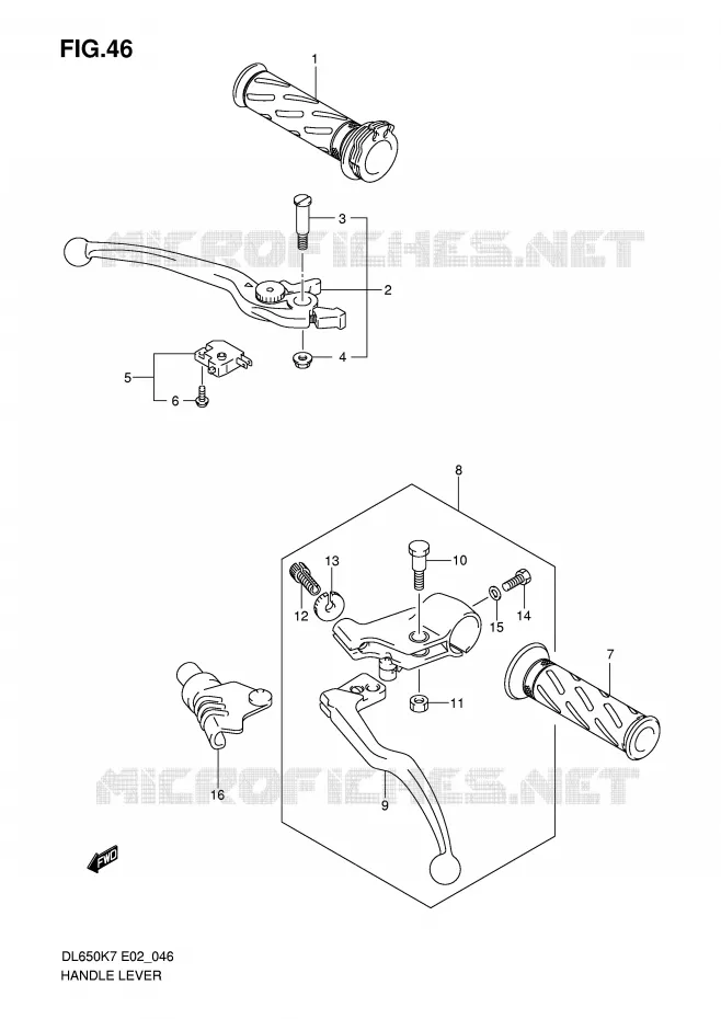 LEVIERS - POIGNEES (MODEL K7/K8) Suzuki MOTO 650 V-STROM 2010  DL650L0(E2)