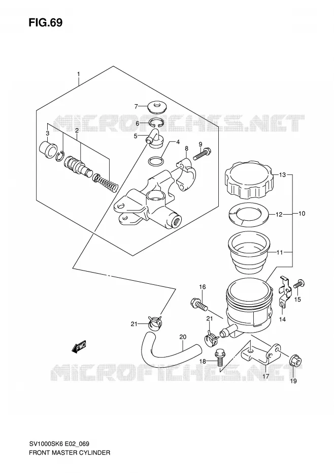 MAITRE CYLINDRE AVANT (SV1000SK6/S1K6/S2K6/SK7/S2K7) Suzuki MOTO 1000 SV 2006  SV1000U2K6(E2)