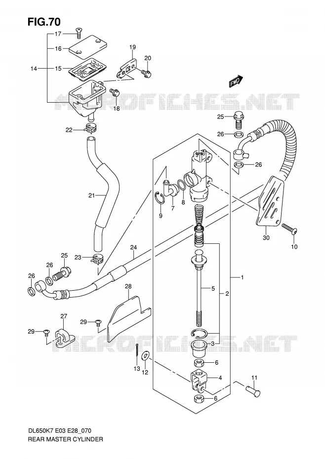 MAITRE CYLINDRE DE FREIN ARRIERE (DL650K7/K8/K9/L0) Suzuki MOTO 650 V-STROM 2010  DL650AL0(E3/E28)